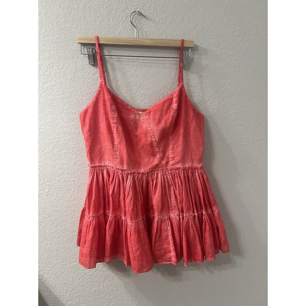 Anthropologie Tiered Ruffle Cami Tank Pink SZ M $128 Artisan‎ Resort Cruise